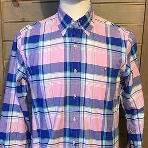 Polo Ralph Lauren Men's Pink Plaid Design Long Sleeve Button Down Medium (NWT)